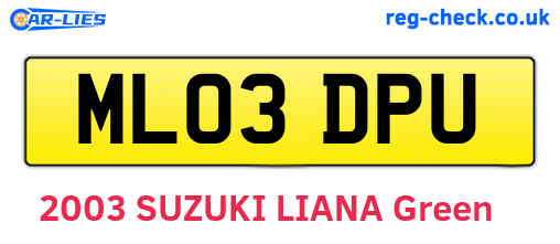 ML03DPU are the vehicle registration plates.