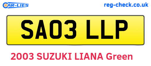 SA03LLP are the vehicle registration plates.