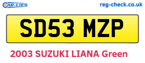 SD53MZP are the vehicle registration plates.