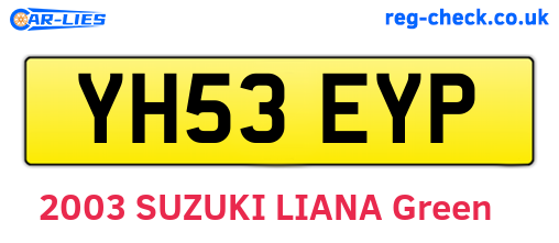 YH53EYP are the vehicle registration plates.