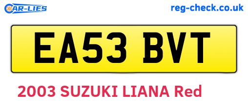EA53BVT are the vehicle registration plates.