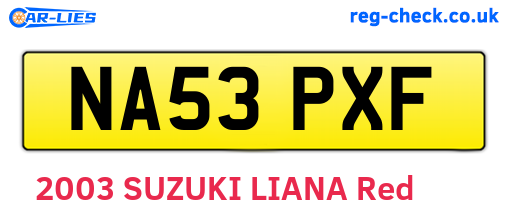 NA53PXF are the vehicle registration plates.