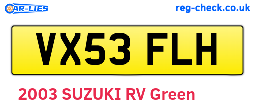 VX53FLH are the vehicle registration plates.
