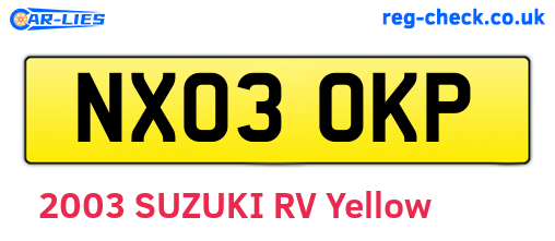 NX03OKP are the vehicle registration plates.