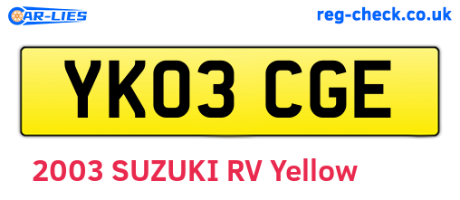 YK03CGE are the vehicle registration plates.