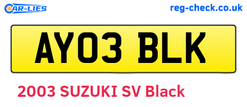 AY03BLK are the vehicle registration plates.