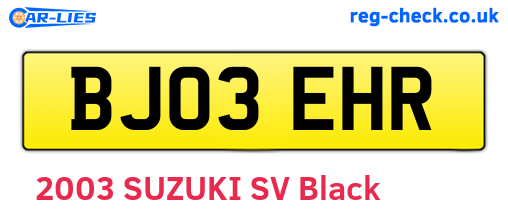 BJ03EHR are the vehicle registration plates.