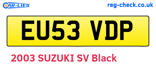 EU53VDP are the vehicle registration plates.