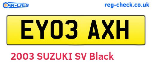 EY03AXH are the vehicle registration plates.