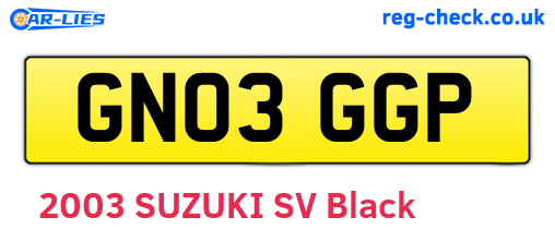 GN03GGP are the vehicle registration plates.