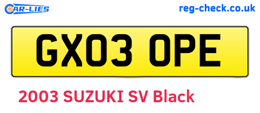 GX03OPE are the vehicle registration plates.