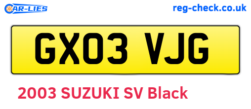 GX03VJG are the vehicle registration plates.