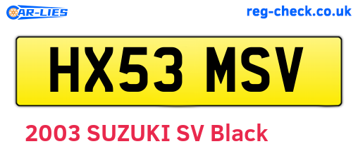 HX53MSV are the vehicle registration plates.