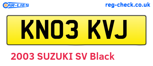 KN03KVJ are the vehicle registration plates.