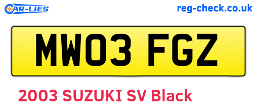 MW03FGZ are the vehicle registration plates.
