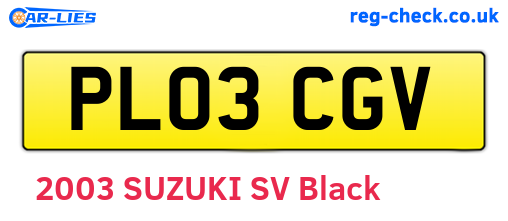 PL03CGV are the vehicle registration plates.