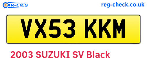 VX53KKM are the vehicle registration plates.