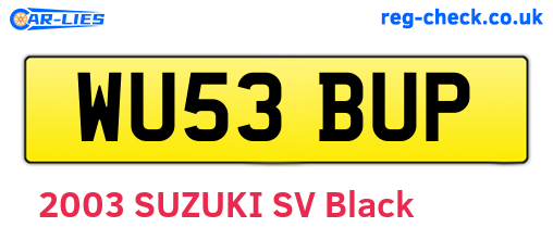 WU53BUP are the vehicle registration plates.