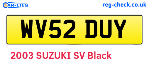 WV52DUY are the vehicle registration plates.