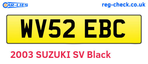 WV52EBC are the vehicle registration plates.
