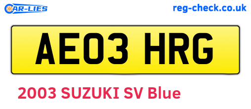 AE03HRG are the vehicle registration plates.