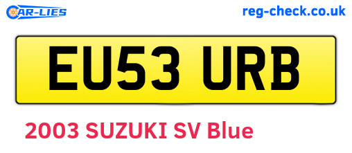 EU53URB are the vehicle registration plates.