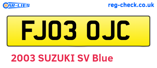 FJ03OJC are the vehicle registration plates.