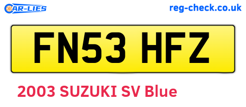 FN53HFZ are the vehicle registration plates.