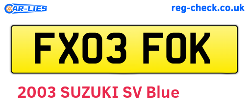 FX03FOK are the vehicle registration plates.
