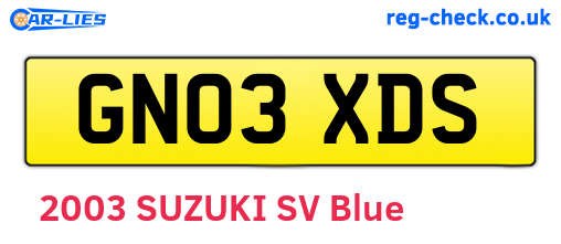 GN03XDS are the vehicle registration plates.