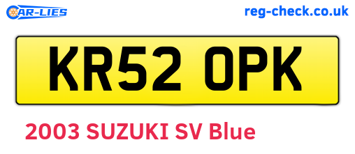 KR52OPK are the vehicle registration plates.