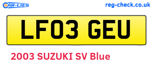 LF03GEU are the vehicle registration plates.