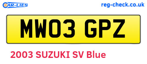 MW03GPZ are the vehicle registration plates.