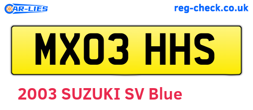 MX03HHS are the vehicle registration plates.