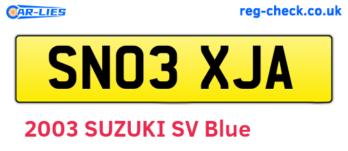 SN03XJA are the vehicle registration plates.