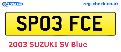 SP03FCE are the vehicle registration plates.