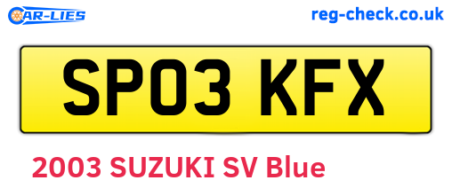 SP03KFX are the vehicle registration plates.