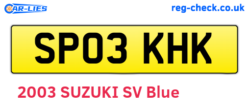 SP03KHK are the vehicle registration plates.