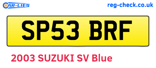 SP53BRF are the vehicle registration plates.