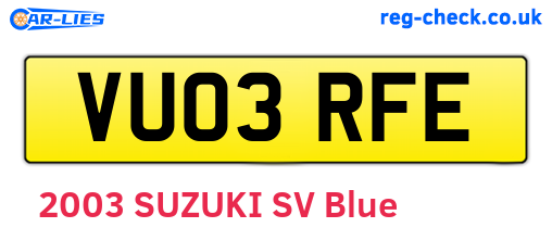 VU03RFE are the vehicle registration plates.