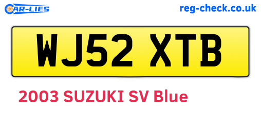 WJ52XTB are the vehicle registration plates.