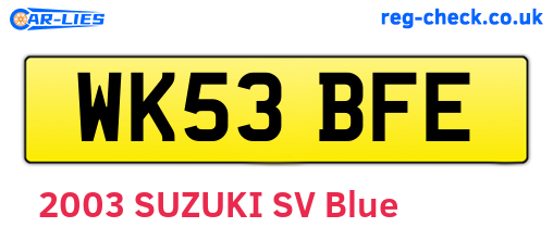 WK53BFE are the vehicle registration plates.