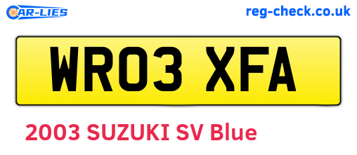 WR03XFA are the vehicle registration plates.