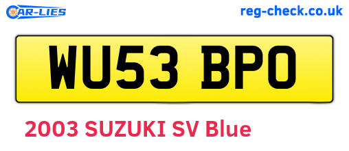 WU53BPO are the vehicle registration plates.