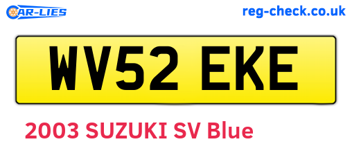 WV52EKE are the vehicle registration plates.