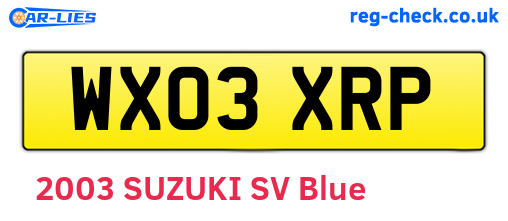 WX03XRP are the vehicle registration plates.