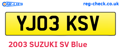YJ03KSV are the vehicle registration plates.