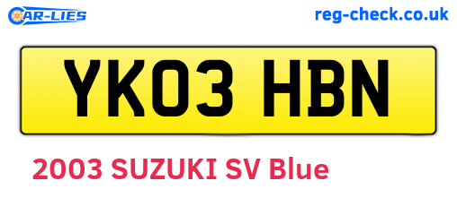 YK03HBN are the vehicle registration plates.