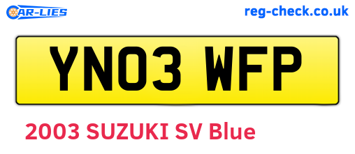 YN03WFP are the vehicle registration plates.