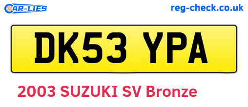 DK53YPA are the vehicle registration plates.